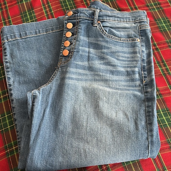 a.n.a. a new approach size 14 high rise wide leg crop blue jeans - Picture 5 of 7